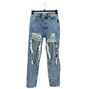 Pacsun Light Blue Ultra High Rise Slim Fit‎ Jeans Size 26 Distressed Button Fly